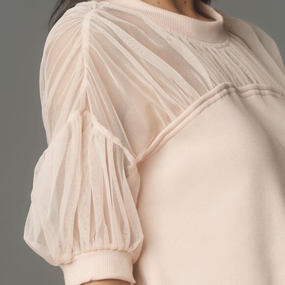 Maeve Tops - Maeve Anthropologie Inset Shoulder Pullover Knit Top Medium Pink Mesh